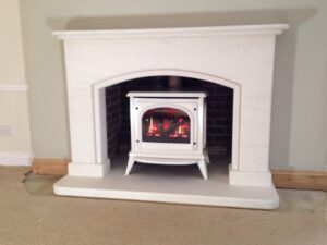 Hambrook limestone fireplace with Gazco Ashton gas stove